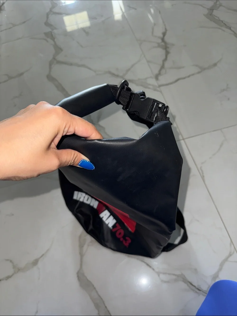IRONMAN 70.3 Black and Red Roll-Top Crossbody Bag